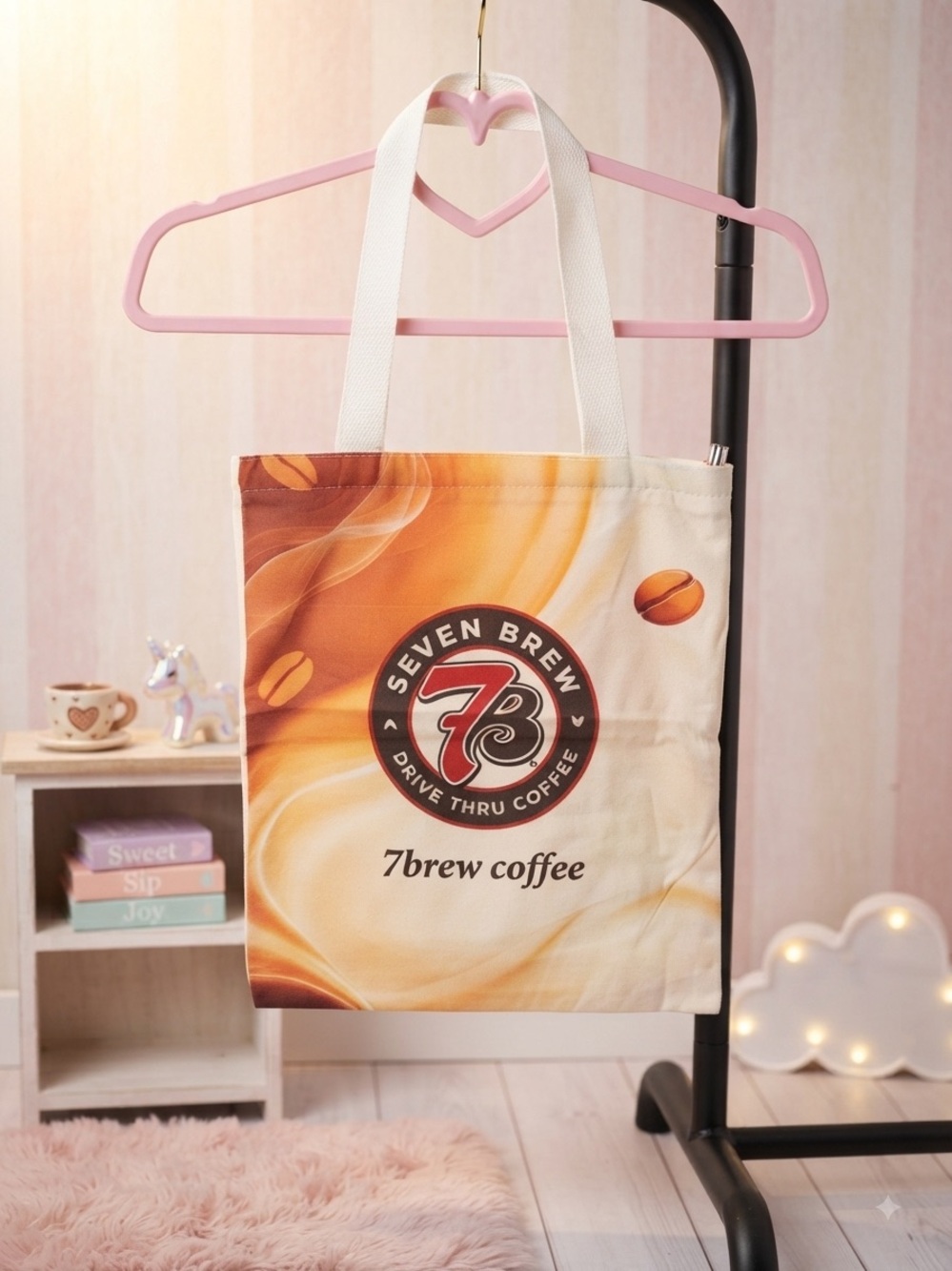 Canvas Tote Bag in Cream & Brown